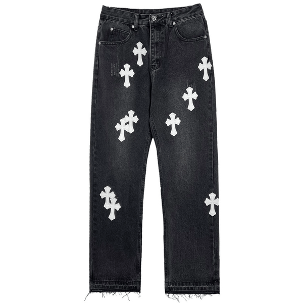 Straight Leg Jeans Cross Patch