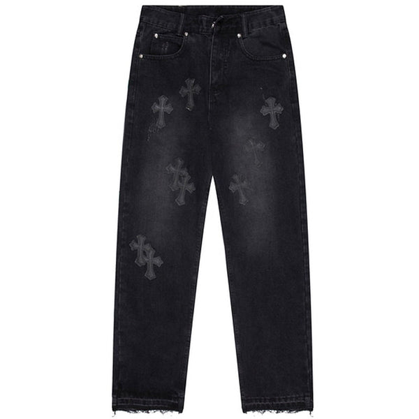 Straight Leg Jeans Cross Patch