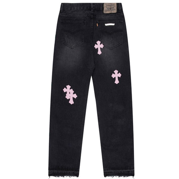 Straight Leg Jeans Cross Patch