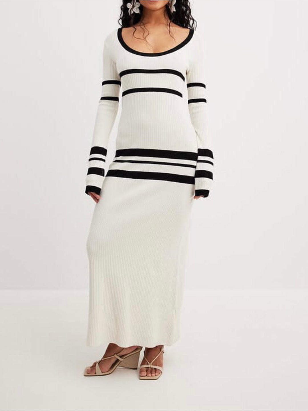 Striped Knitted Midi Dress