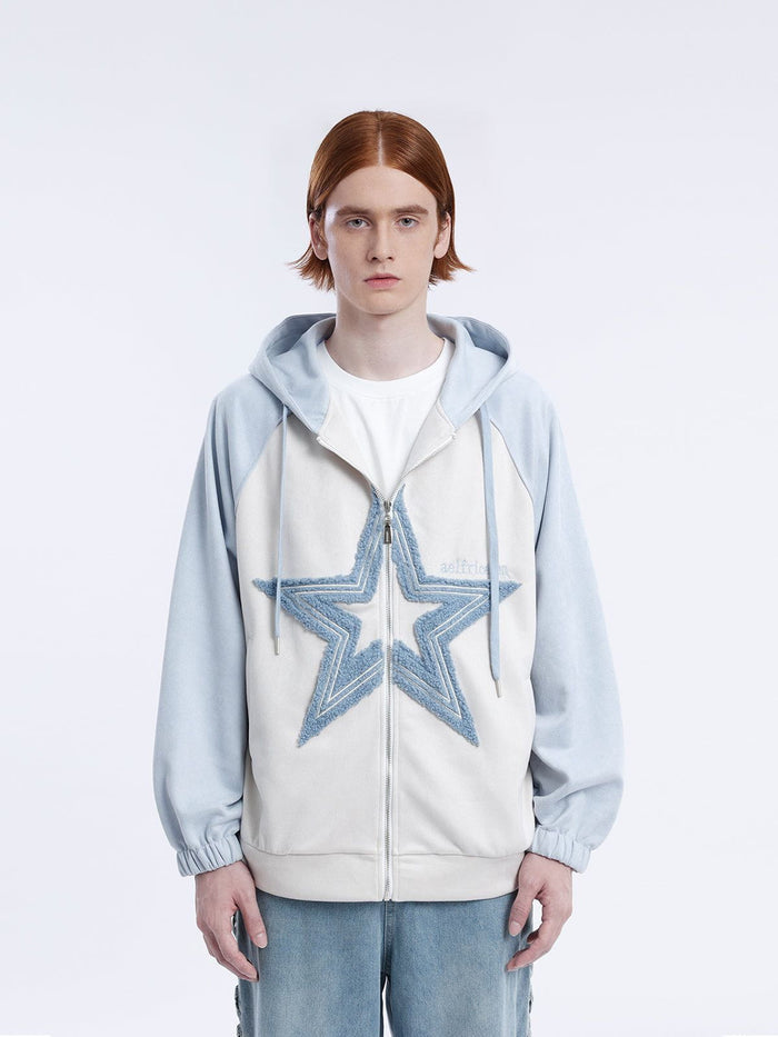 Suede Star Patchwork Hoodie