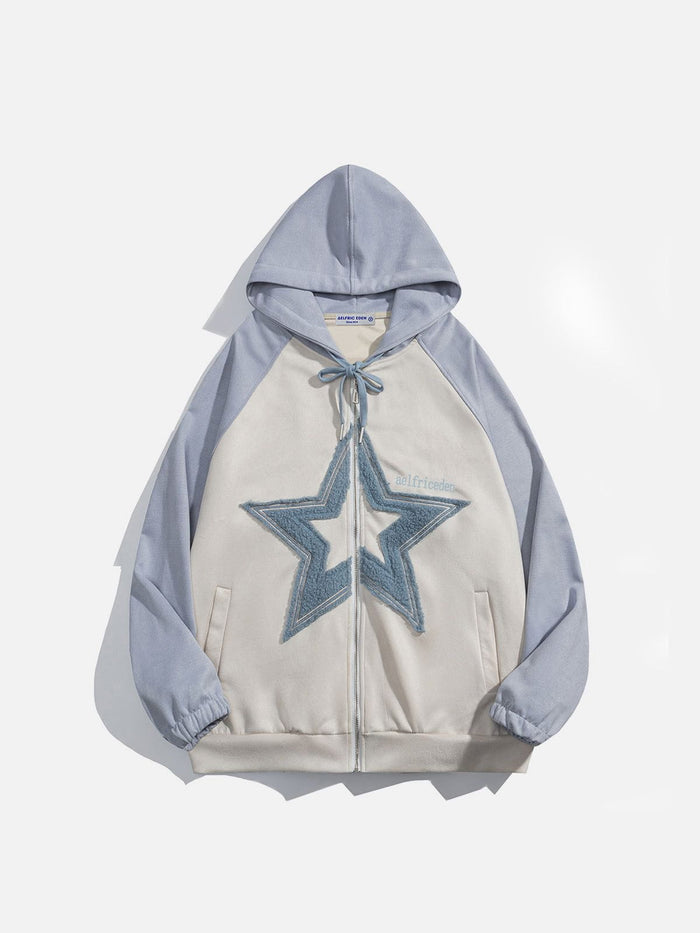 Suede Star Patchwork Hoodie