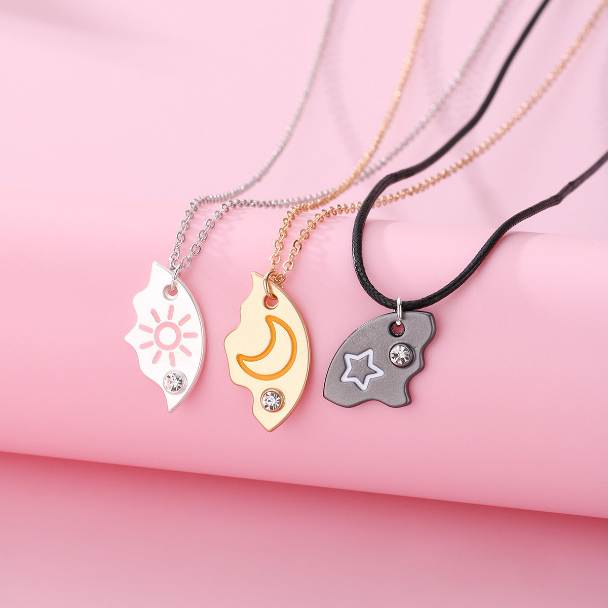 Sun Moon Star Pendant 3pcs BFF Necklaces