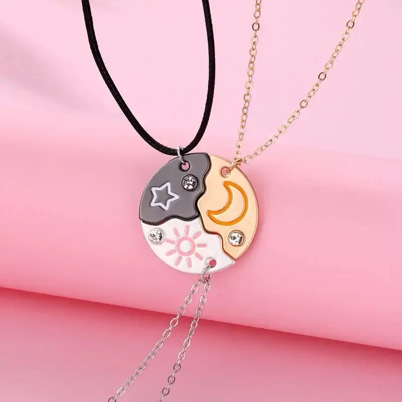 Sun Moon Star Pendant 3pcs BFF Necklaces