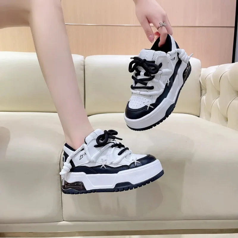 Thick Woven Lace Sneakers