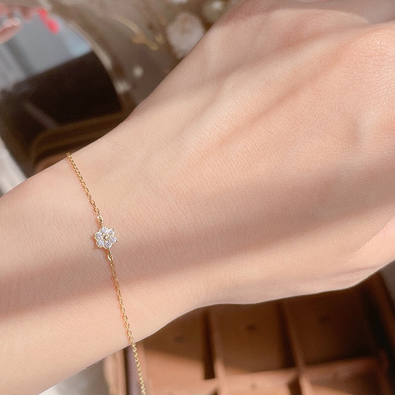 Thin Bangle & 6-petal Bracelet Stack