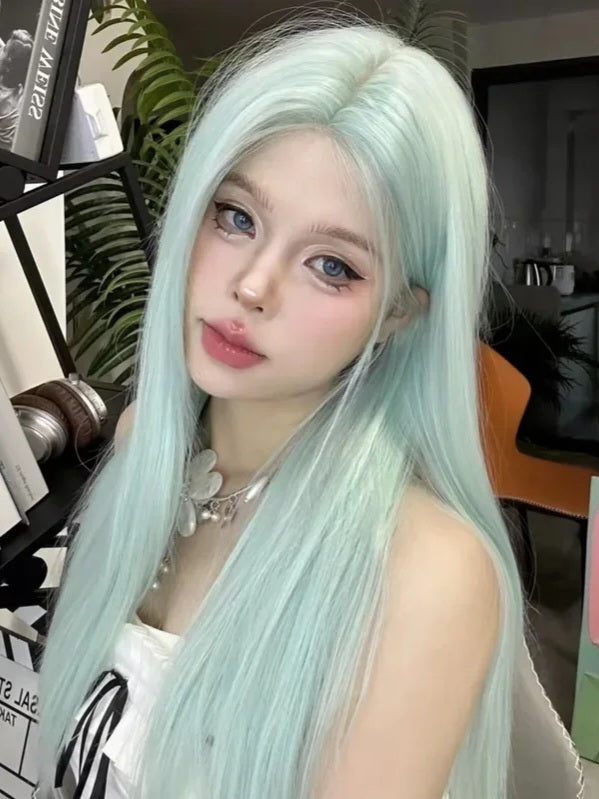 Turquoise Long Straight Wig