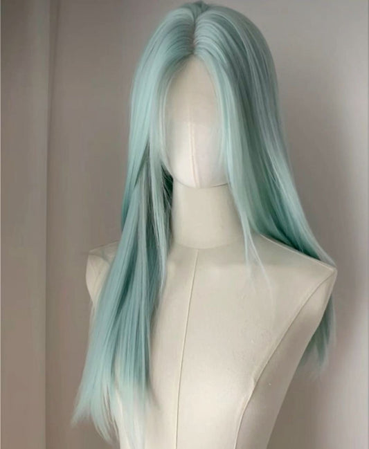 Turquoise Long Straight Wig