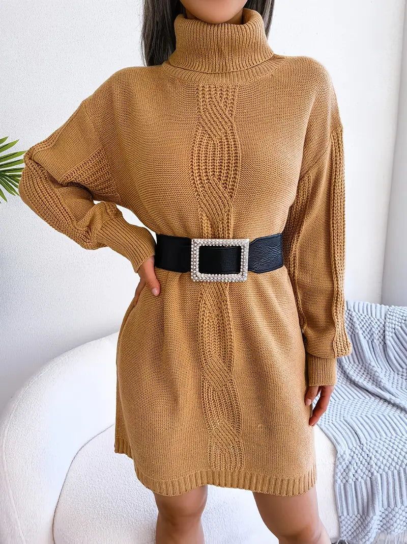 Turtleneck Bodycon Button Slim Sweater Dress