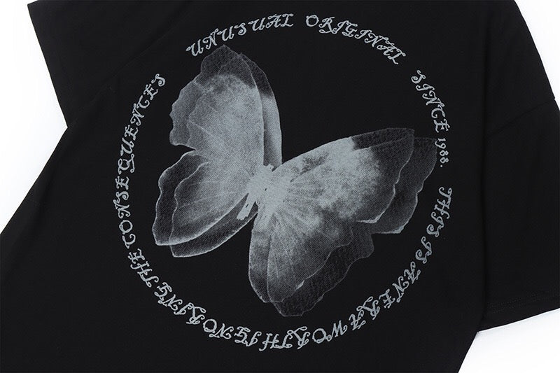 'Unusual Original' Faded Butterfly Print T-Shirt