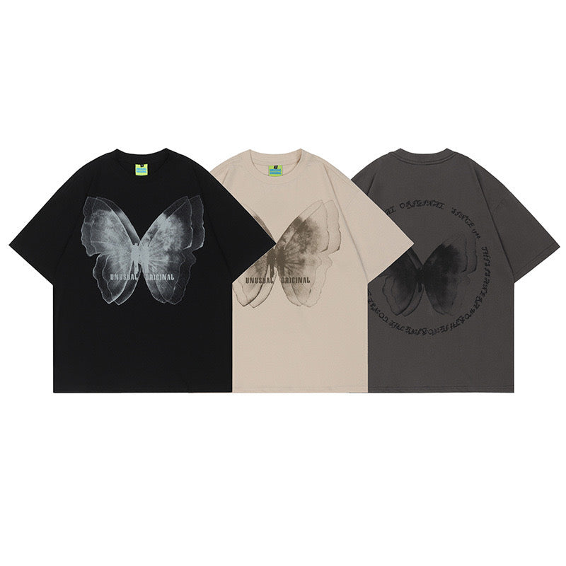 'Unusual Original' Faded Butterfly Print T-Shirt