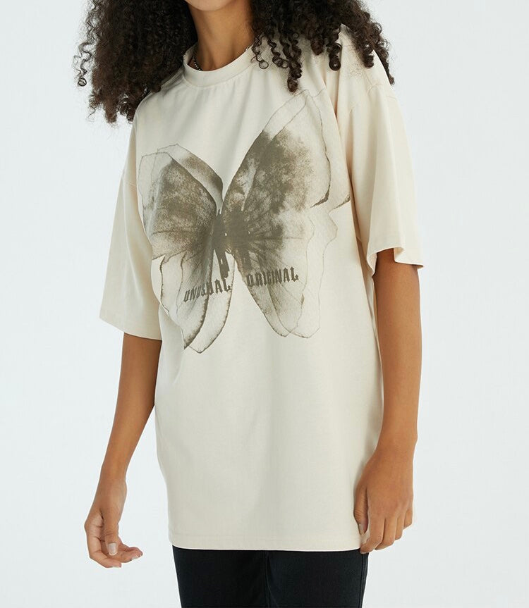 'Unusual Original' Faded Butterfly Print T-Shirt