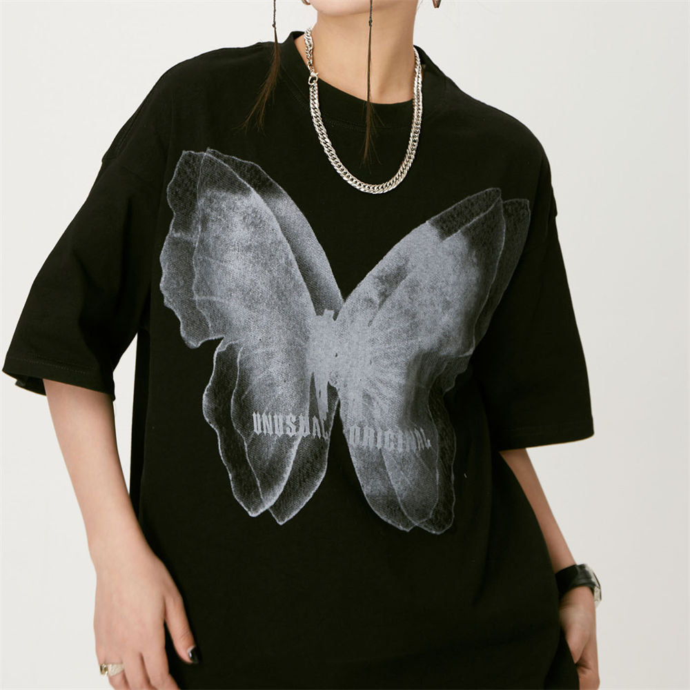 'Unusual Original' Faded Butterfly Print T-Shirt