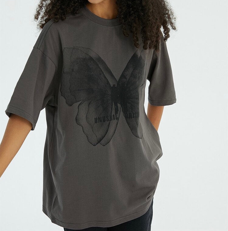 'Unusual Original' Faded Butterfly Print T-Shirt