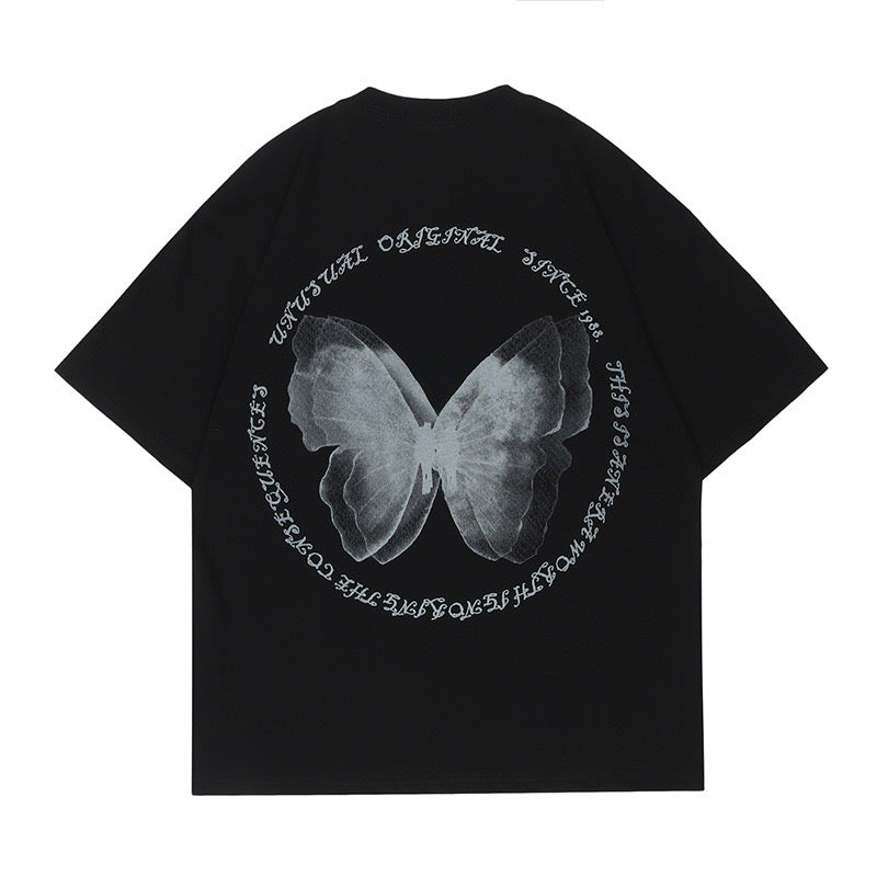 'Unusual Original' Faded Butterfly Print T-Shirt