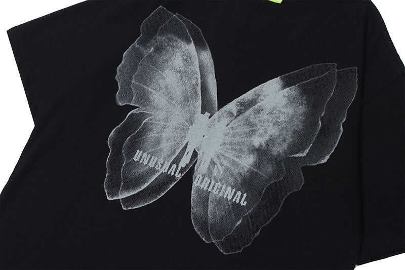 'Unusual Original' Faded Butterfly Print T-Shirt