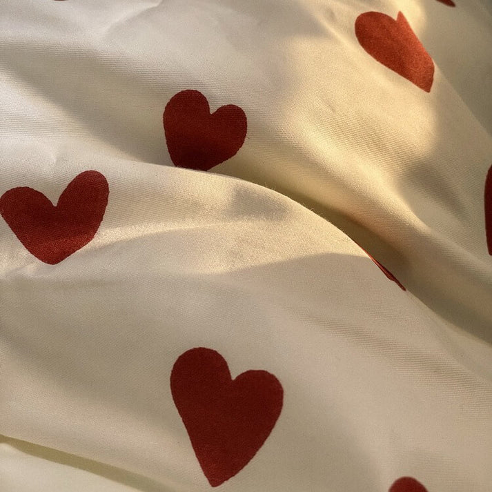 Vintage Red Hearts Bedding Set