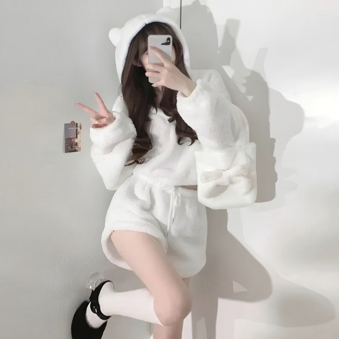 White Bear Ears Hoodie & Short Set