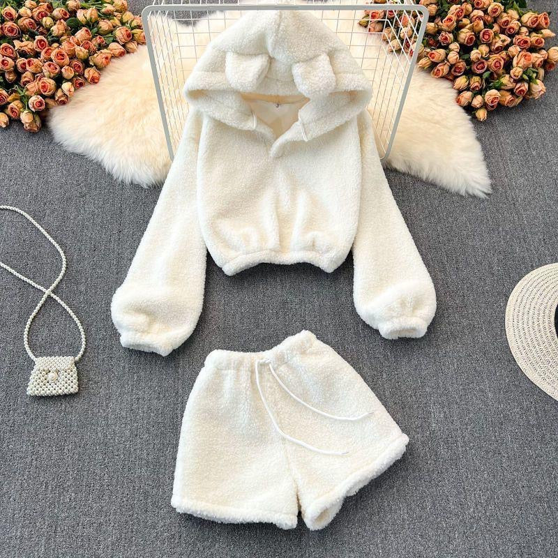 White Bear Ears Hoodie & Short Set