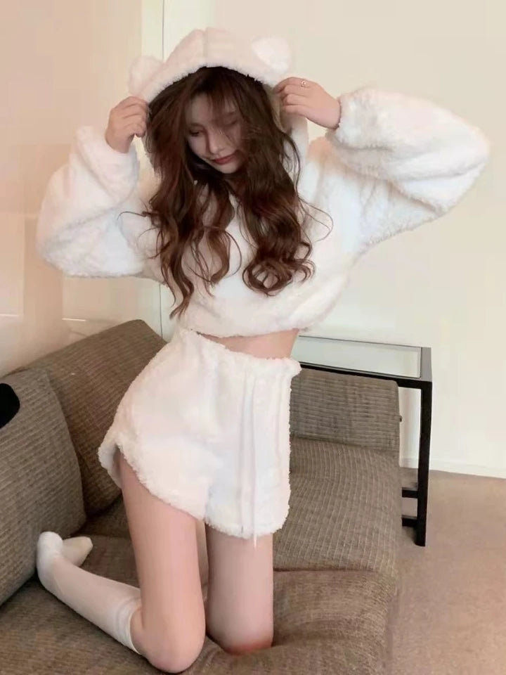 White Bear Ears Hoodie & Short Set