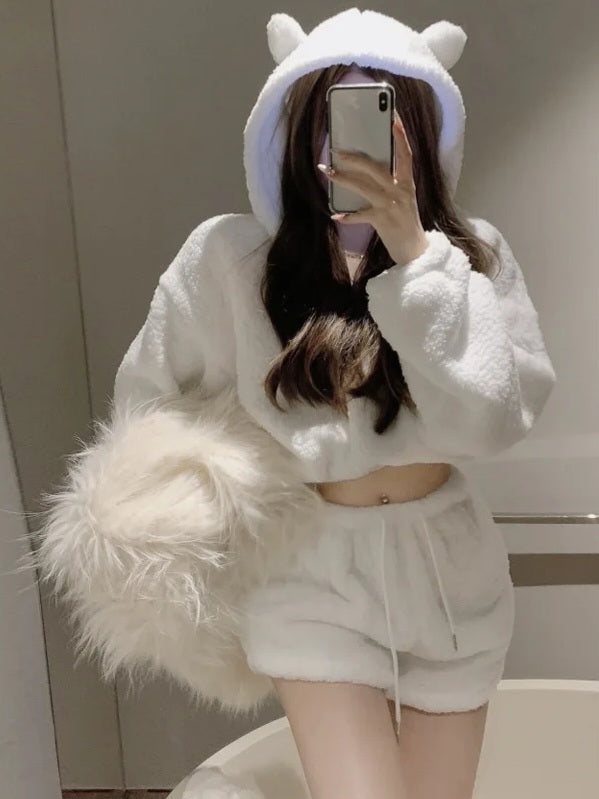 White Bear Ears Hoodie & Short Set