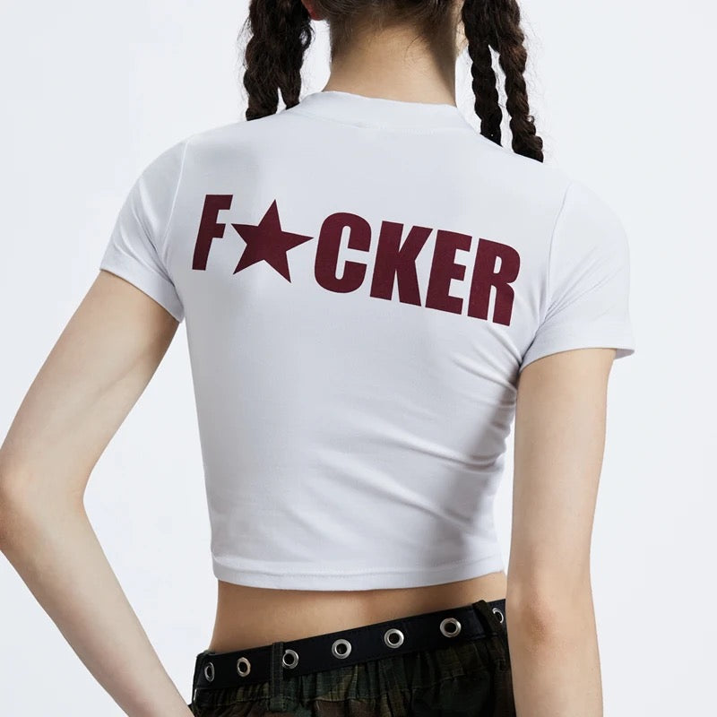 White 'Mother F*cker' Crop Top