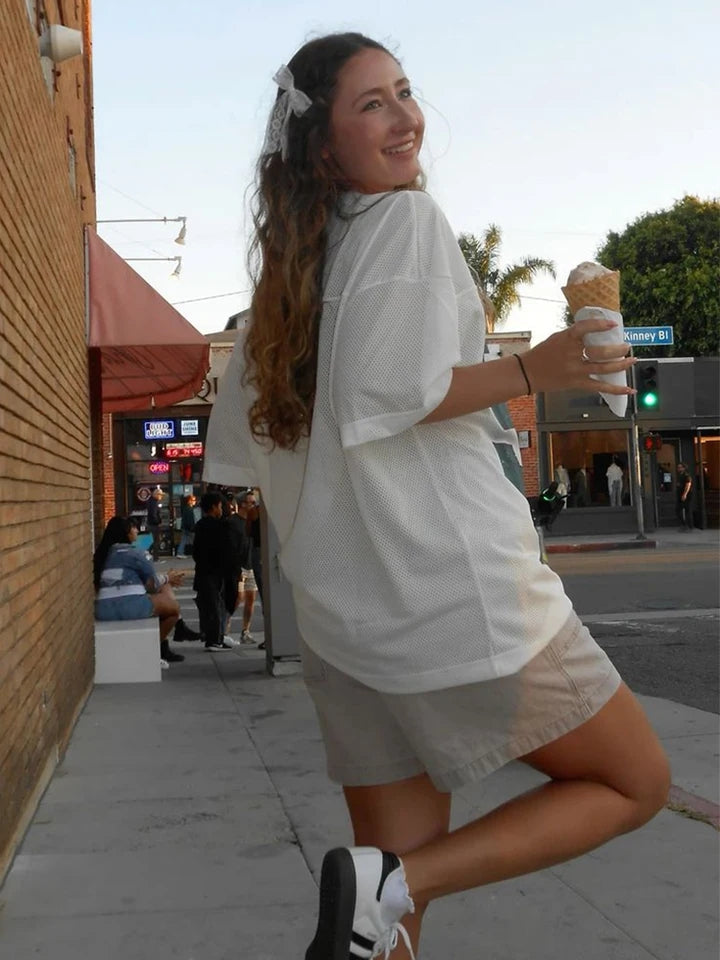 White Oversized '99' Football Jersey T-Shirt