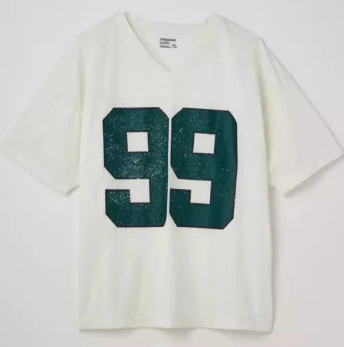 White Oversized '99' Football Jersey T-Shirt