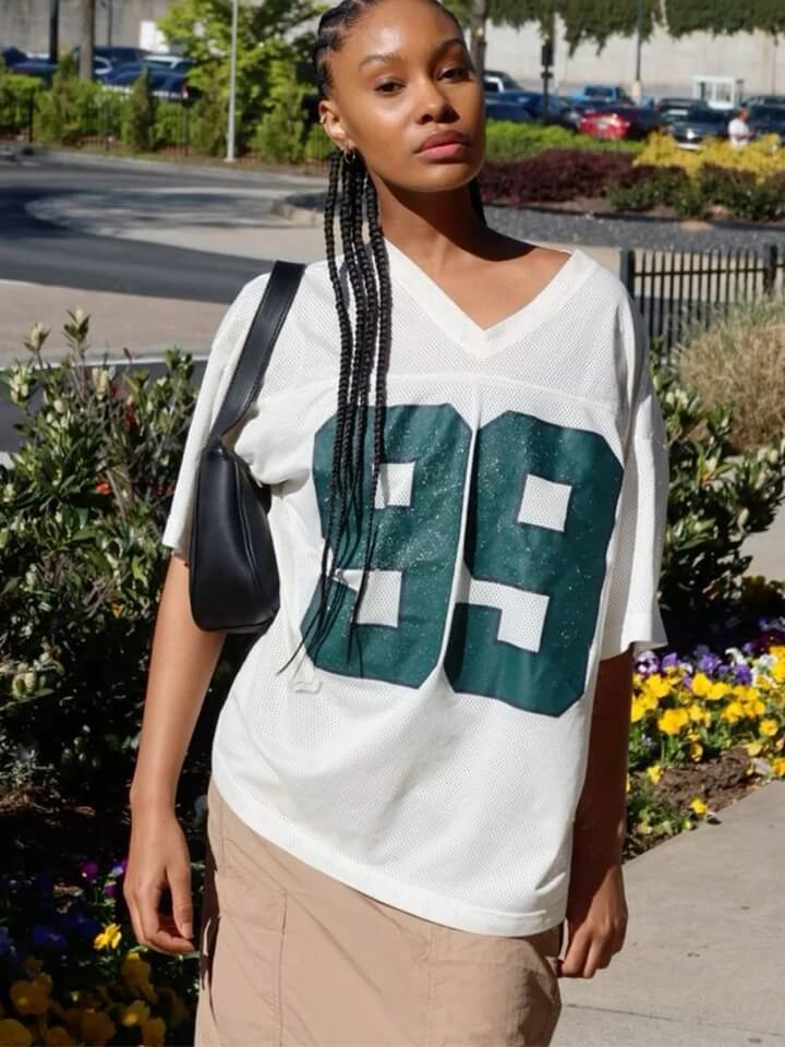 White Oversized '99' Football Jersey T-Shirt