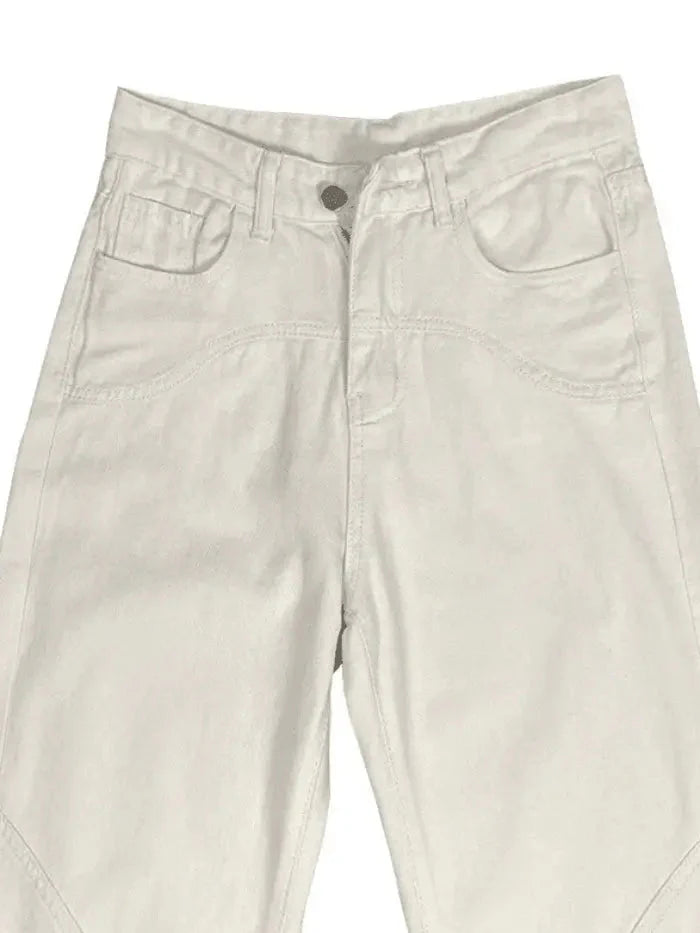 White Splice Straight Leg Cargo Jeans