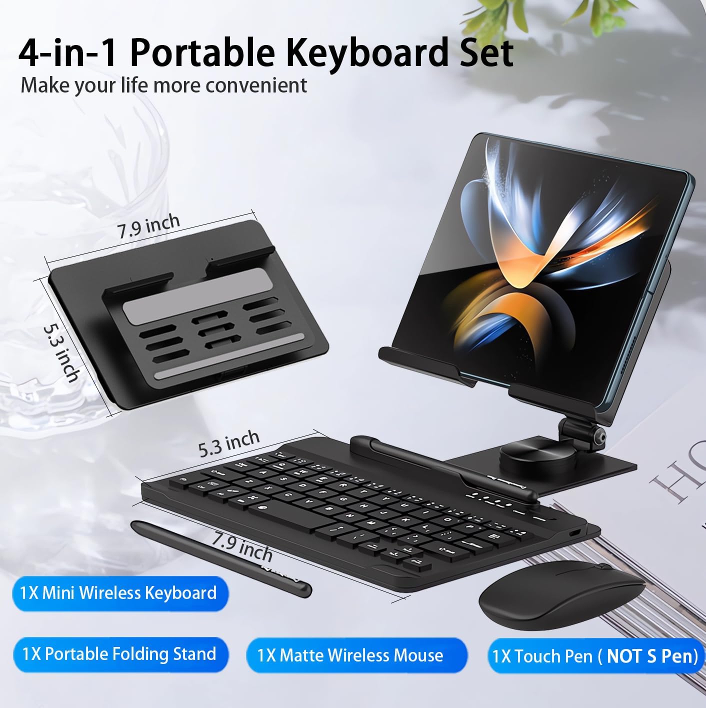 Z Fold Stand, Keyboard, Mouse, and Pen